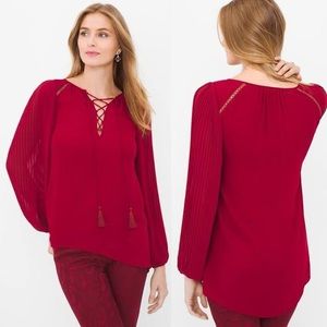 White House Black Market Lena pleat blouse